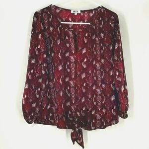 West K Women's Long Sleeve Dark Red Blouse Size S